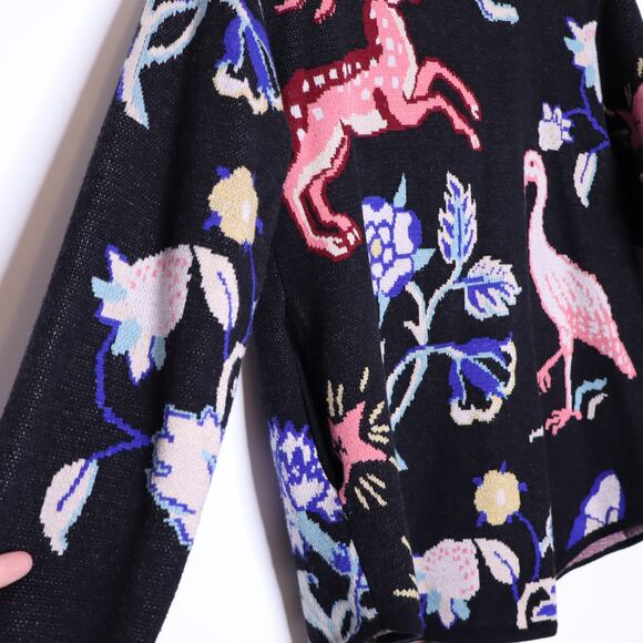 ANTHROPOLOGIE Printed Sweater Jacket Black Multi Relaxed Fit Casual Women's XS - Picture 14 of 16